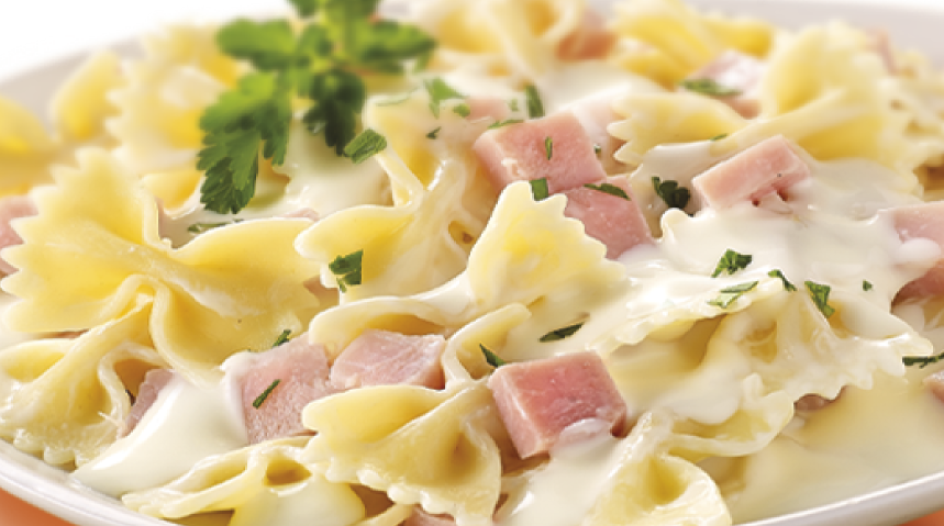 laten we het doen ondergeschikt Uitgebreid Eenvoudige pasta met ham en kaas recept