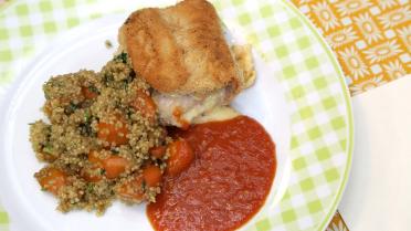 Cordon bleu met quinoa, wortel en homemade ketchup 