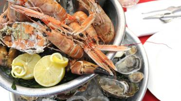 Plateau de fruits de mer met krab, oesters en garnalen