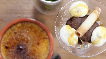 Crème brûlée met speculaas en chocoladesoufflé