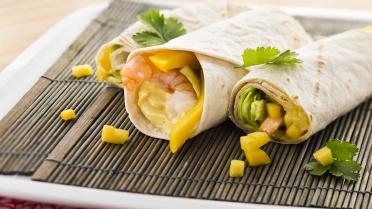 Wraps met scampi, koriander en smeerkaas