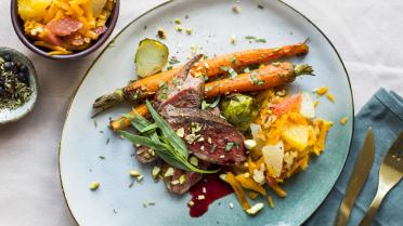 Eendenborstfilet met butternutsalade en geroosterde groenten van Sandra Bekkari