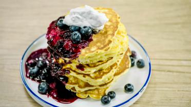 pancakes met blauwe bessen