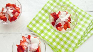 Aardbeien met vanillesaus 