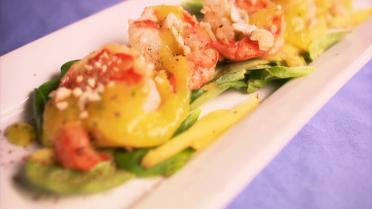 Scampi met mangodressing