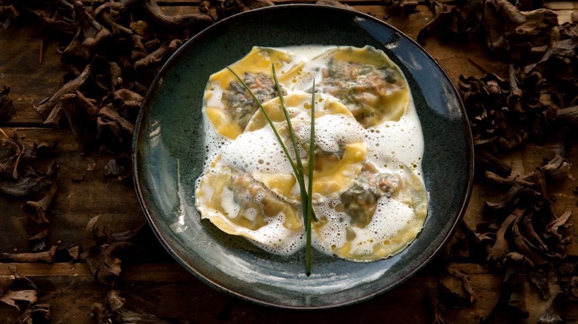 Ravioli gevuld met champignons recept