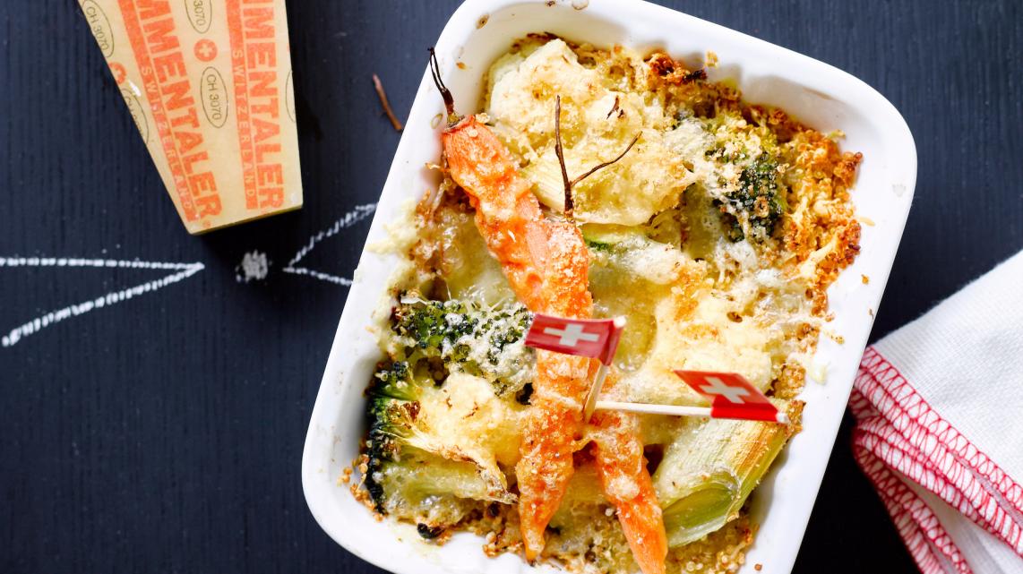 Gratin van quinoa en groenten met Emmentaler AOP