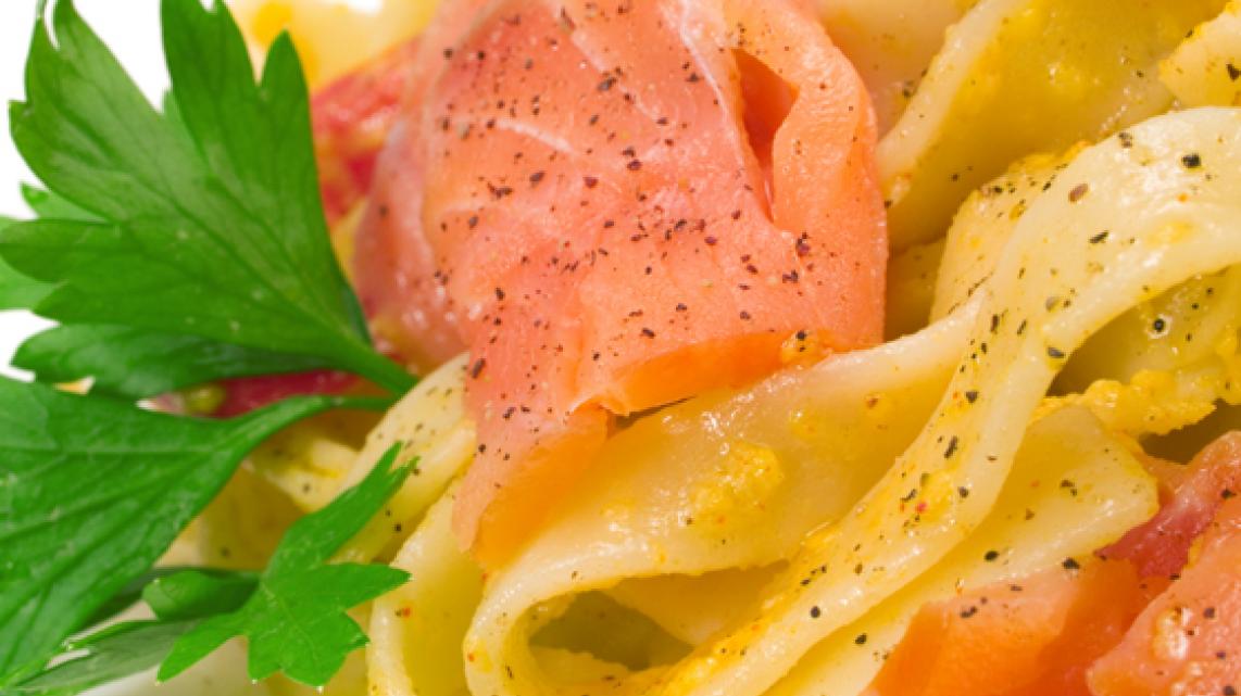 Pasta met gerookte zalm