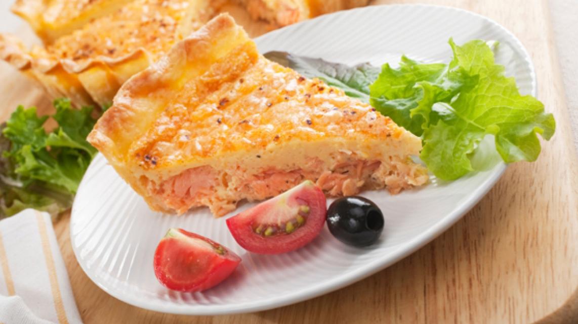 Quiche van zalm en prei