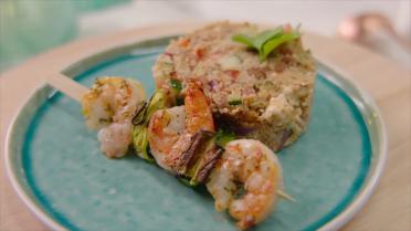 Tabouleh met spiesje van scampi van Sandra Bekkari