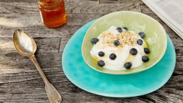Griekse yoghurt met blauwe bessen en havermout